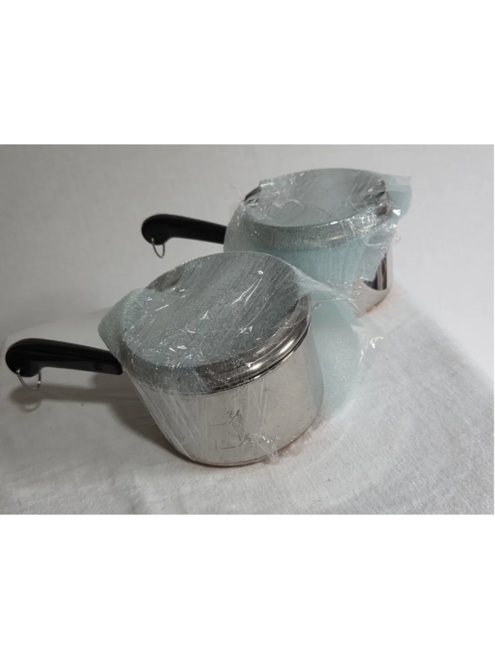 Vintage Revere Ware Miniature Measuring Saucepans w/Lids Copper Bottom Lot of 2